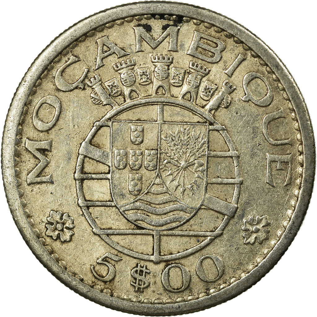 Coin, Mozambique, 5 Escudos, 1960, VF(30-35), Silver, KM:84