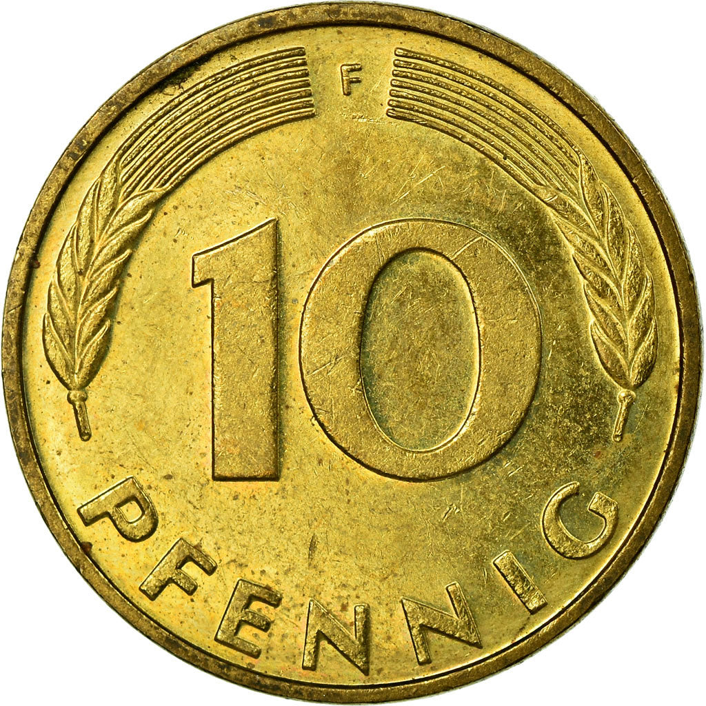 Moeda, ALEMANHA - REPÚBLICA FEDERAL, 10 Pfennig, 1995, Stuttgart, VF(30-35)