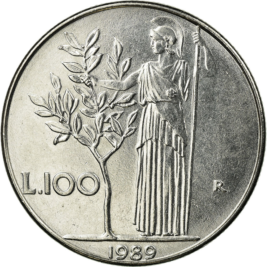 Moneda, Italia, 100 Lire, 1989, Rome, MBC, Acero inoxidable, KM:96.1