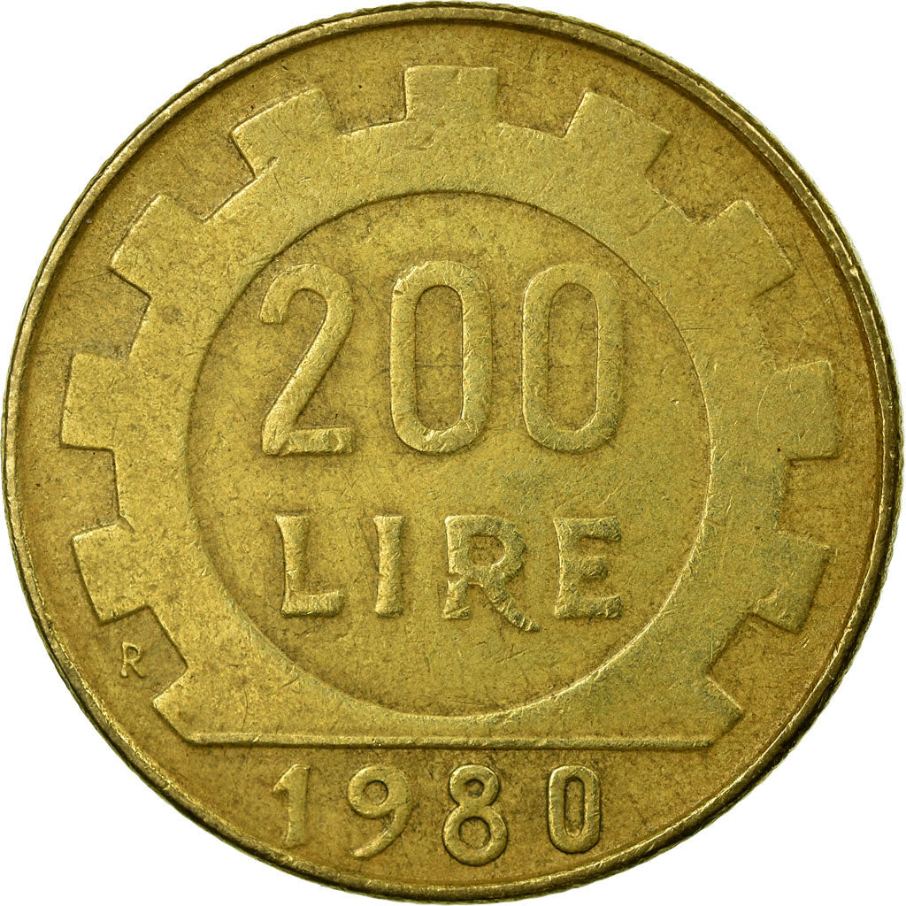Moneta, Włochy, 200 Lire, 1980, Rome, VF(30-35), Aluminium-Brąz, KM:105