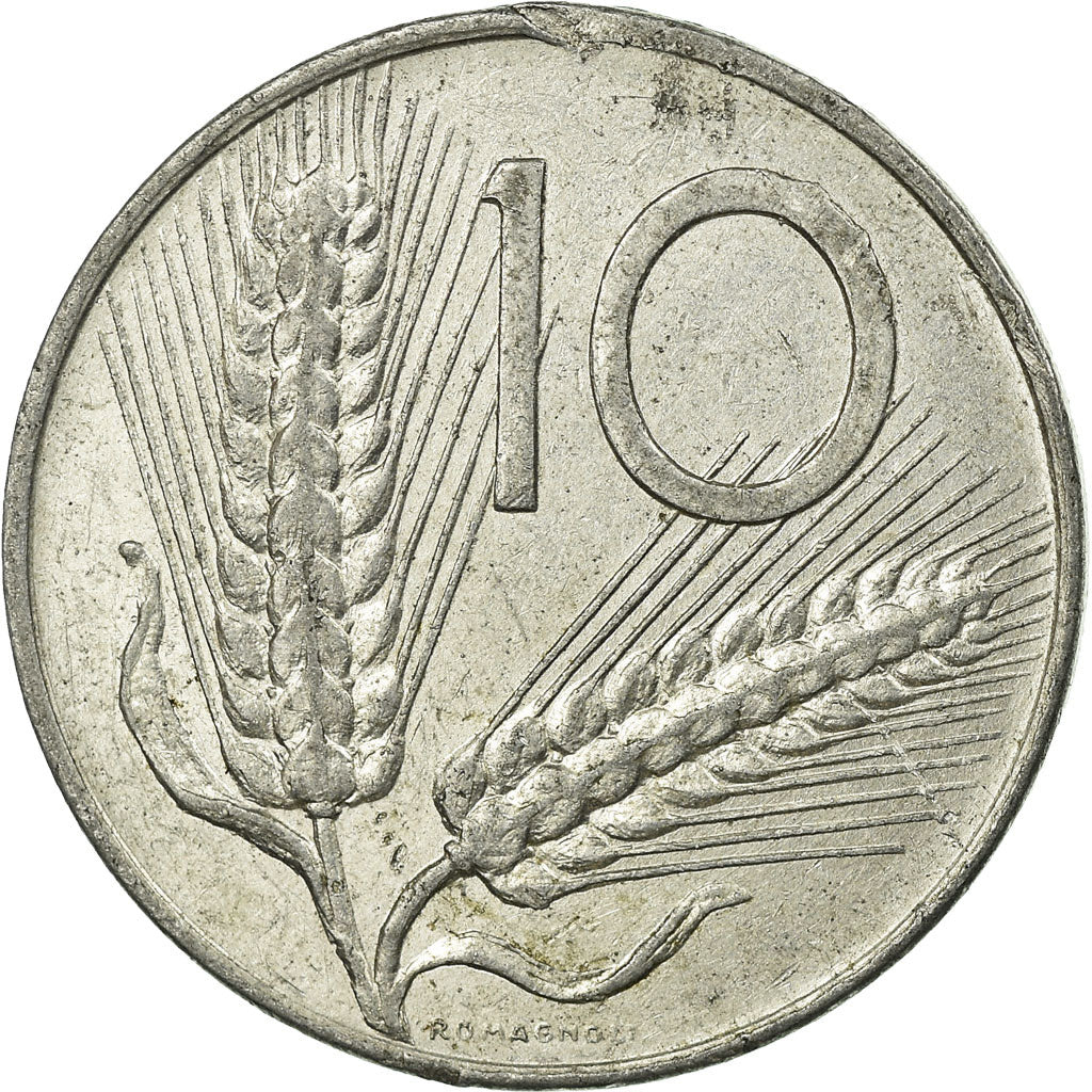 Coin, Italy, 10 Lire, 1975, Rome, VF(30-35), Aluminum, KM:93