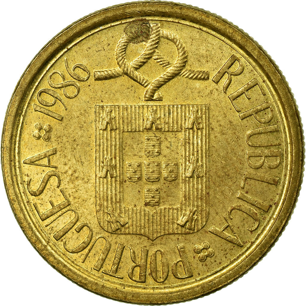 Moeda, Portugal, 5 Escudos, 1986, VF(30-35), Níquel-Latão, KM:632