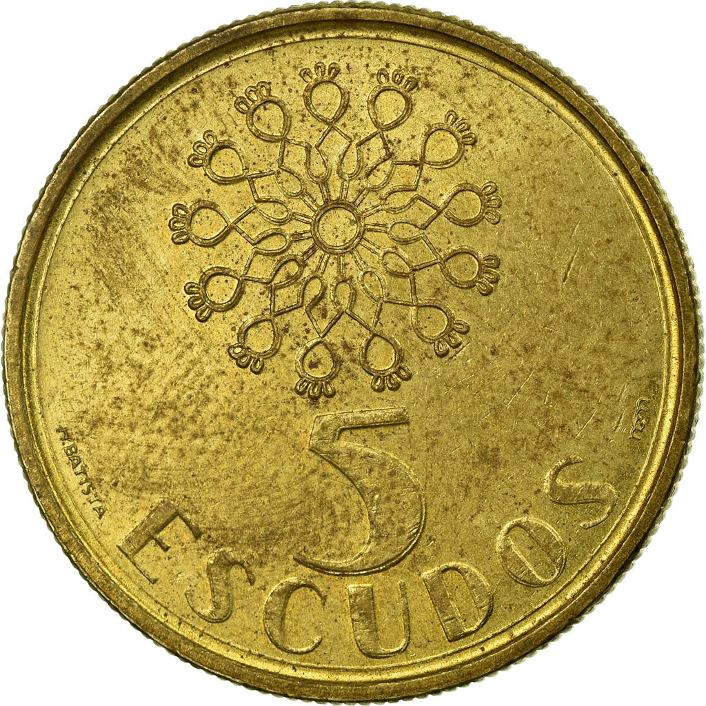 Moeda, Portugal, 5 Escudos, 1986, VF(30-35), Níquel-Latão, KM:632