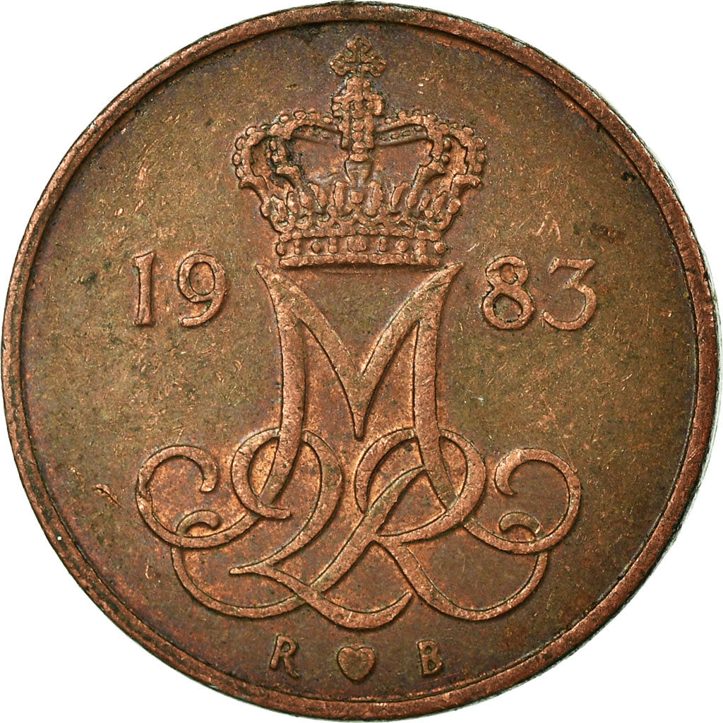 Coin, Denmark, Margrethe II, 5 Öre, 1983, Copenhagen, EF(40-45), Copper Clad