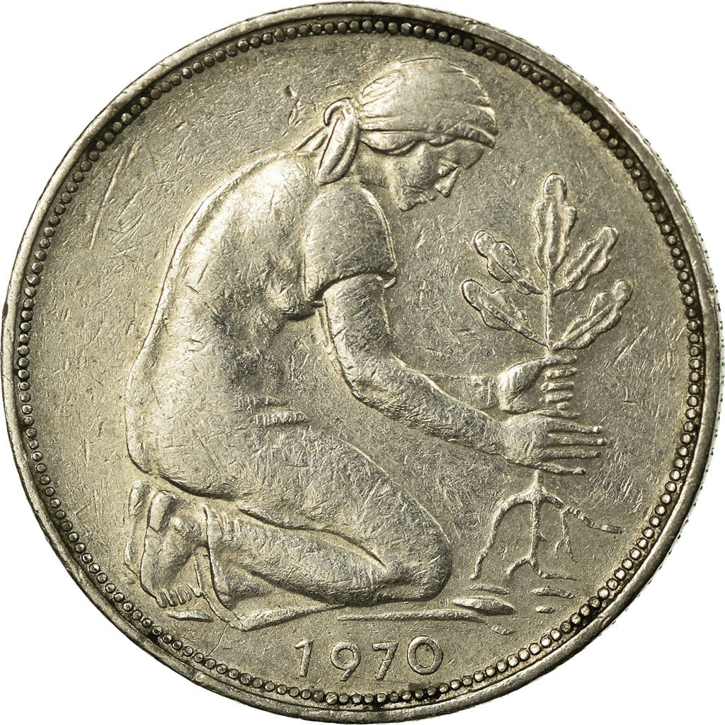 Münze, Bundesrepublik Deutschland, 50 Pfennig, 1970, Munich, S+, Copper-nickel