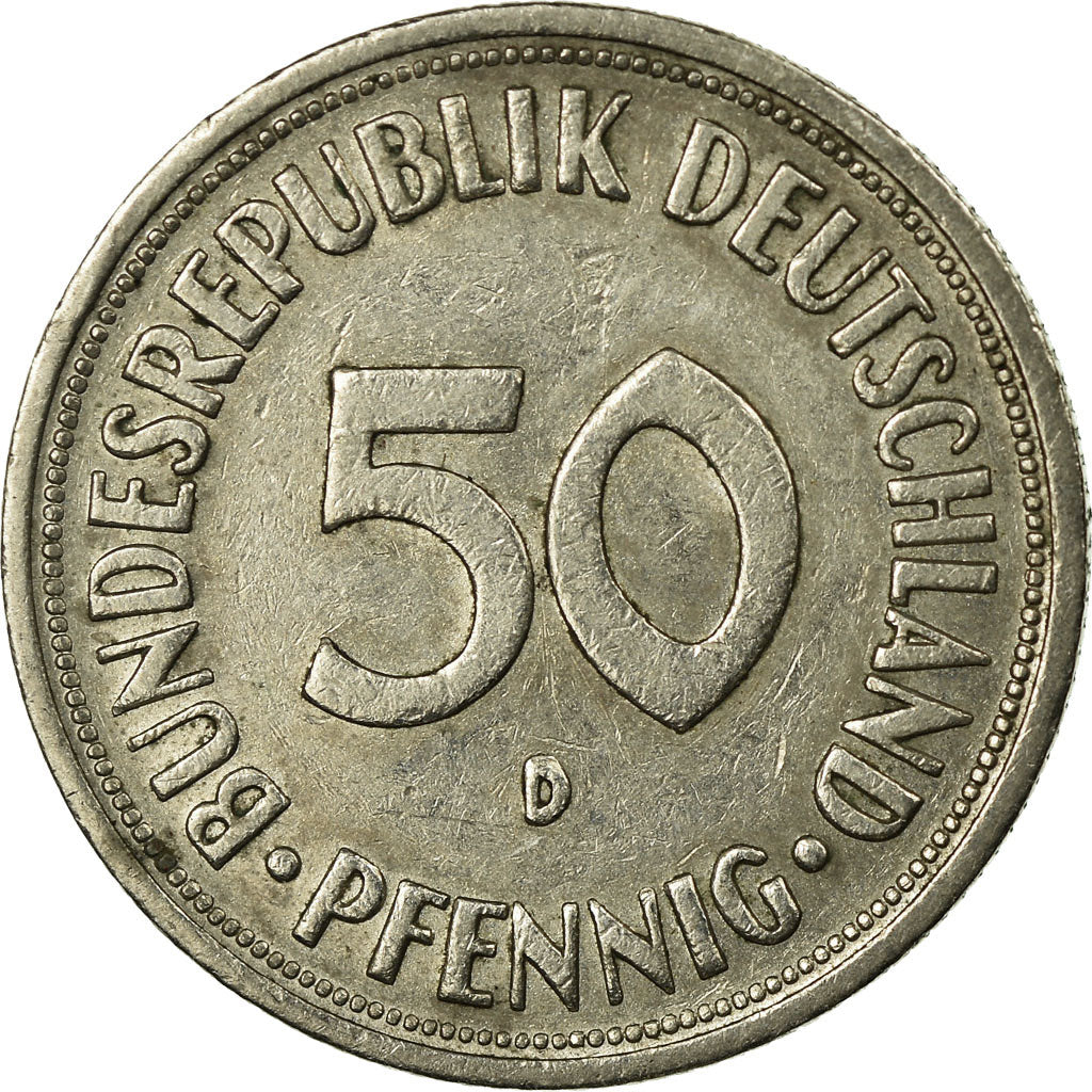 Münze, Bundesrepublik Deutschland, 50 Pfennig, 1970, Munich, S+, Copper-nickel
