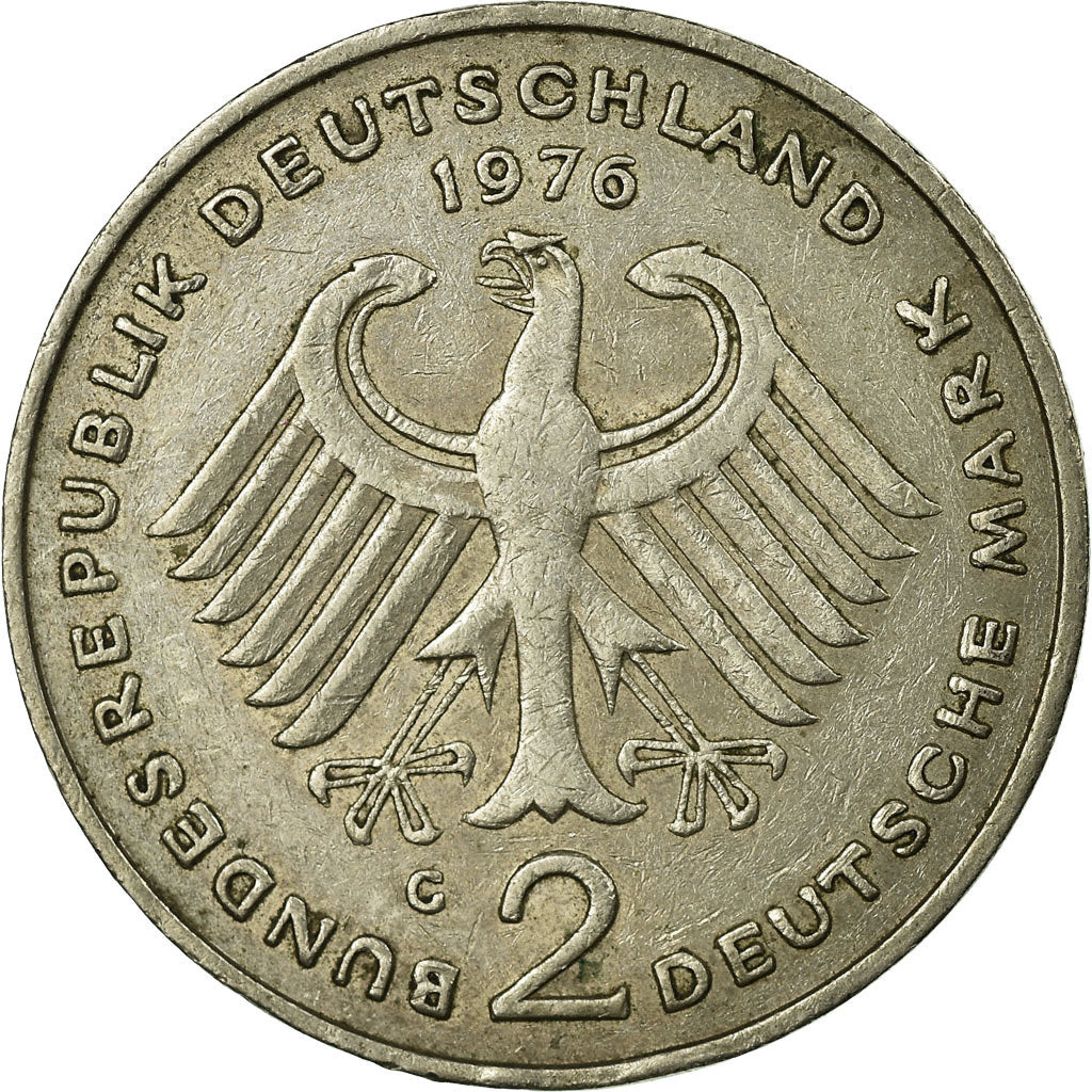 Munten, Federale Duitse Republiek, 2 Mark, 1976, Karlsruhe, FR+, Copper-Nickel