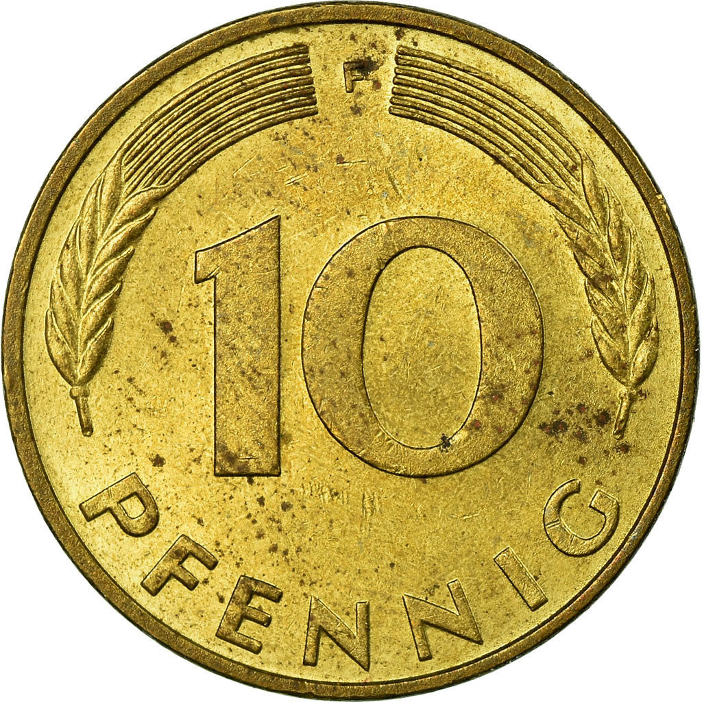 Moneta, Niemcy - RFN, 10 Pfennig, 1976, Stuttgart, VF(30-35), Mosiądz powlekany