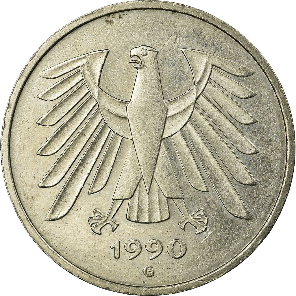 Coin, GERMANY - FEDERAL REPUBLIC, 5 Mark, 1990, Karlsruhe, EF(40-45)