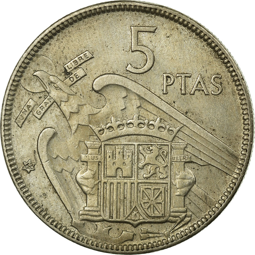Coin, Spain, Caudillo and regent, 5 Pesetas, 1962, VF(30-35), Copper-nickel