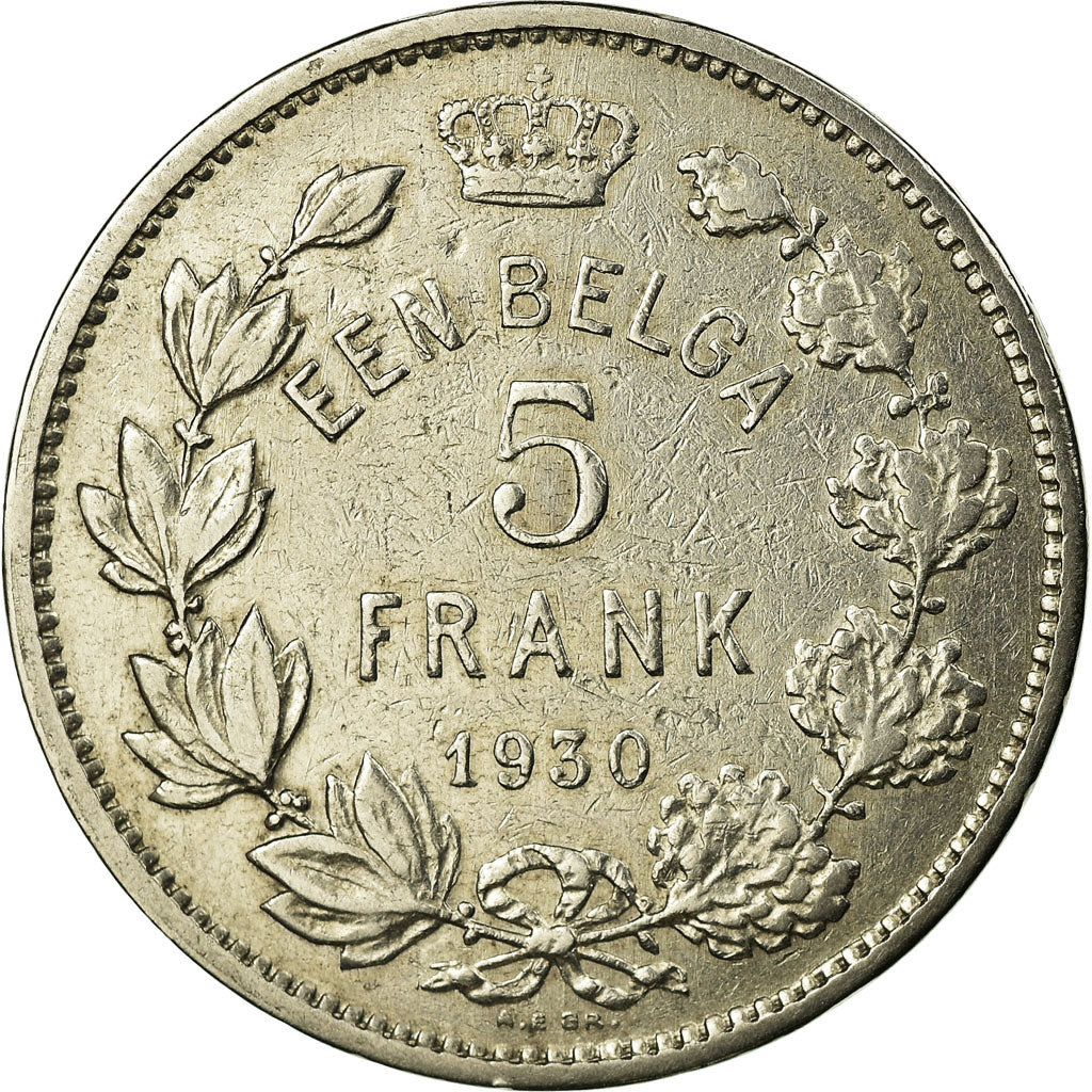 Coin, Belgium, 5 Francs, 5 Frank, 1930, EF(40-45), Nickel, KM:98