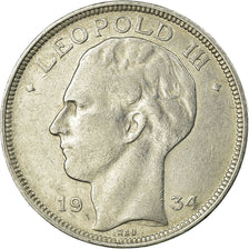 Coin, Belgium, 20 Francs, 20 Frank, 1934, EF(40-45), Silver, KM:105