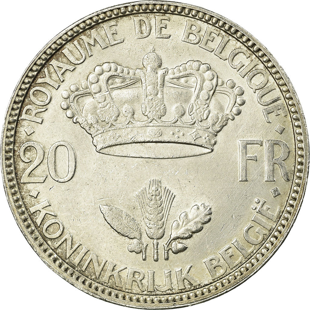 Coin, Belgium, 20 Francs, 20 Frank, 1935, EF(40-45), Silver, KM:105