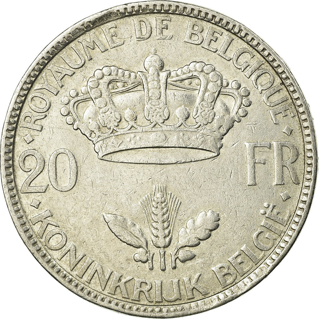 Coin, Belgium, 20 Francs, 20 Frank, 1935, EF(40-45), Silver, KM:105