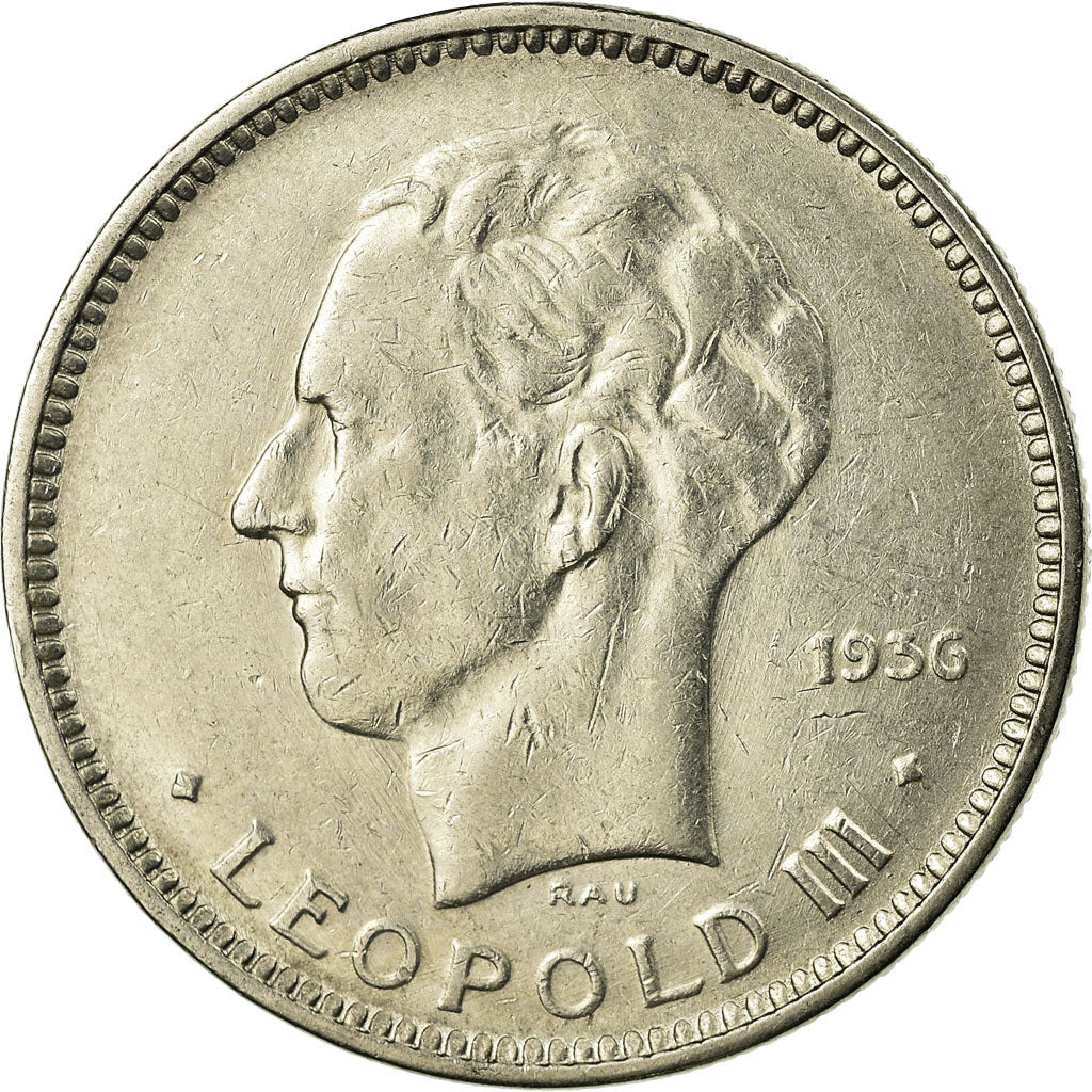 Coin, Belgium, 5 Francs, 5 Frank, 1936, EF(40-45), Nickel, KM:108