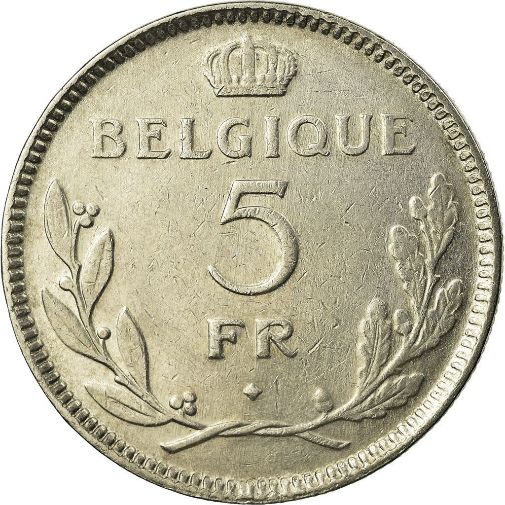 Coin, Belgium, 5 Francs, 5 Frank, 1936, EF(40-45), Nickel, KM:108