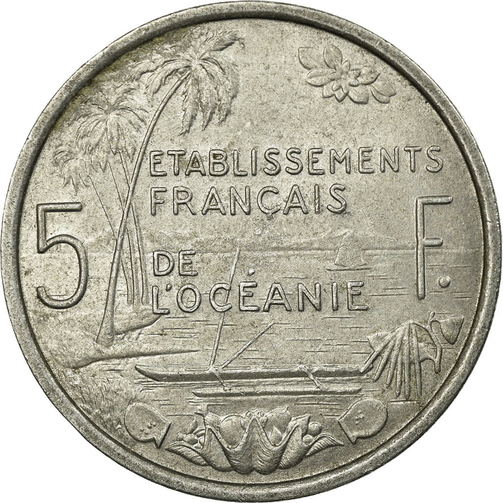 Coin, FRENCH OCEANIA, 5 Francs, 1952, Paris, VF(30-35), Aluminum, KM:4