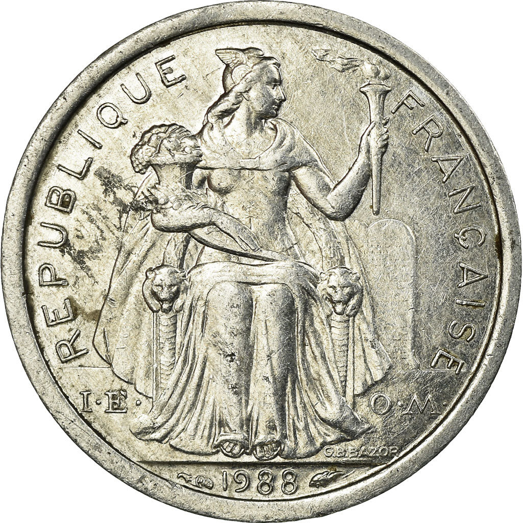 Coin, New Caledonia, Franc, 1988, Paris, VF(30-35), Aluminum, KM:10