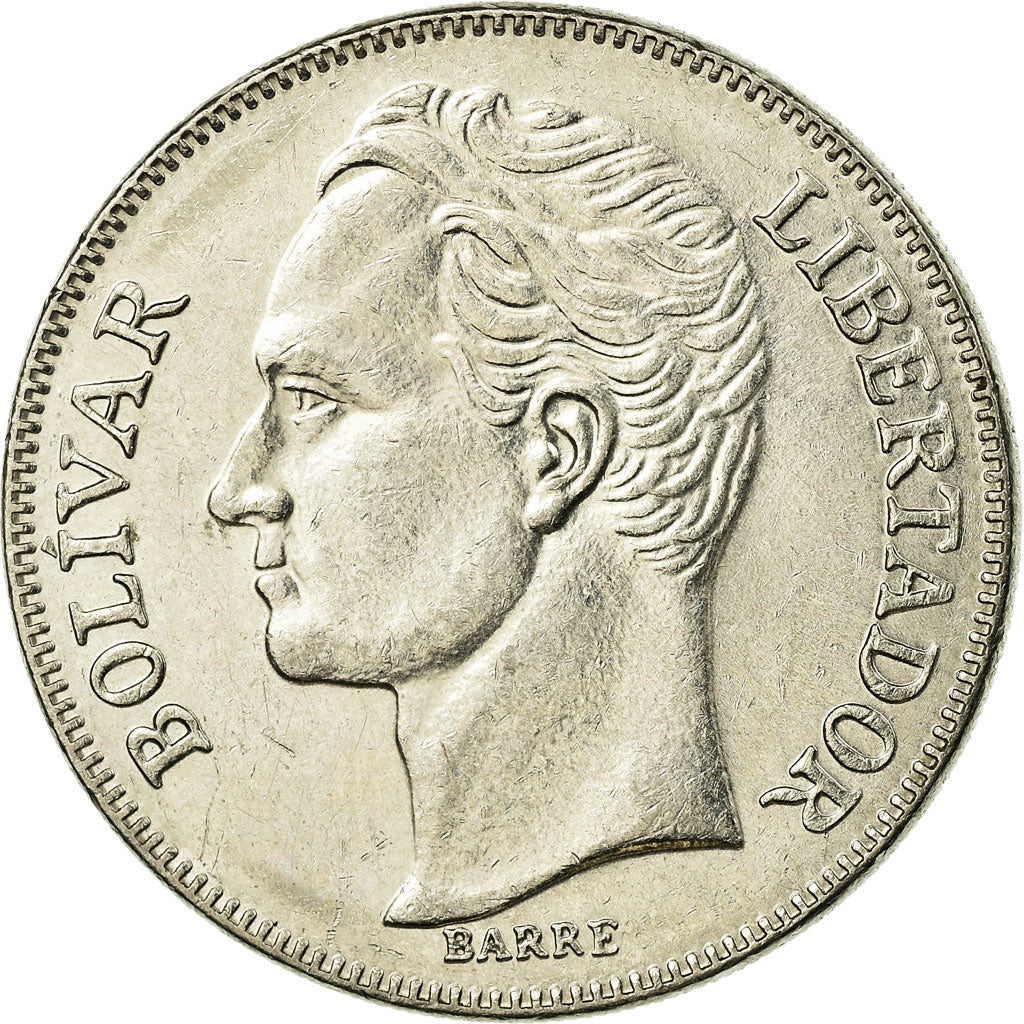 Münze, Venezuela, 5 Bolivares, 1990, SS, Nickel Clad Steel, KM:53a.3