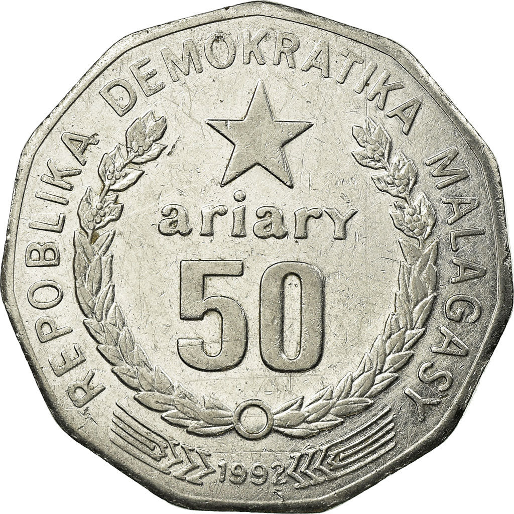 Monnaie, Madagascar, 50 Ariary, 1992, Paris, TTB, Stainless Steel, KM:20