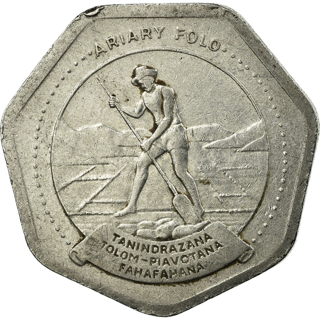 Moneta, Madagascar, 10 Ariary, 1992, Royal Canadian Mint, MB+, Acciaio