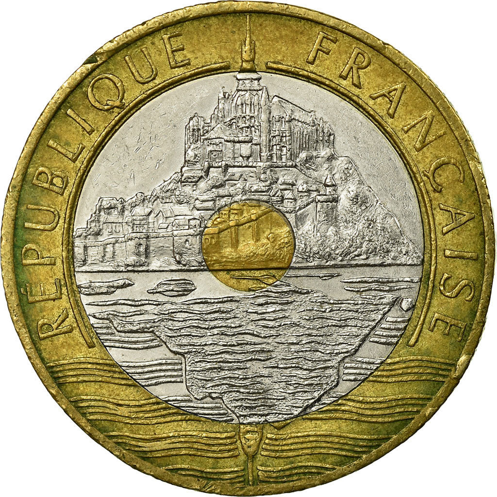Monnaie, France, Mont Saint Michel, 20 Francs, 1992, Paris, TB+, Tri-Metallic