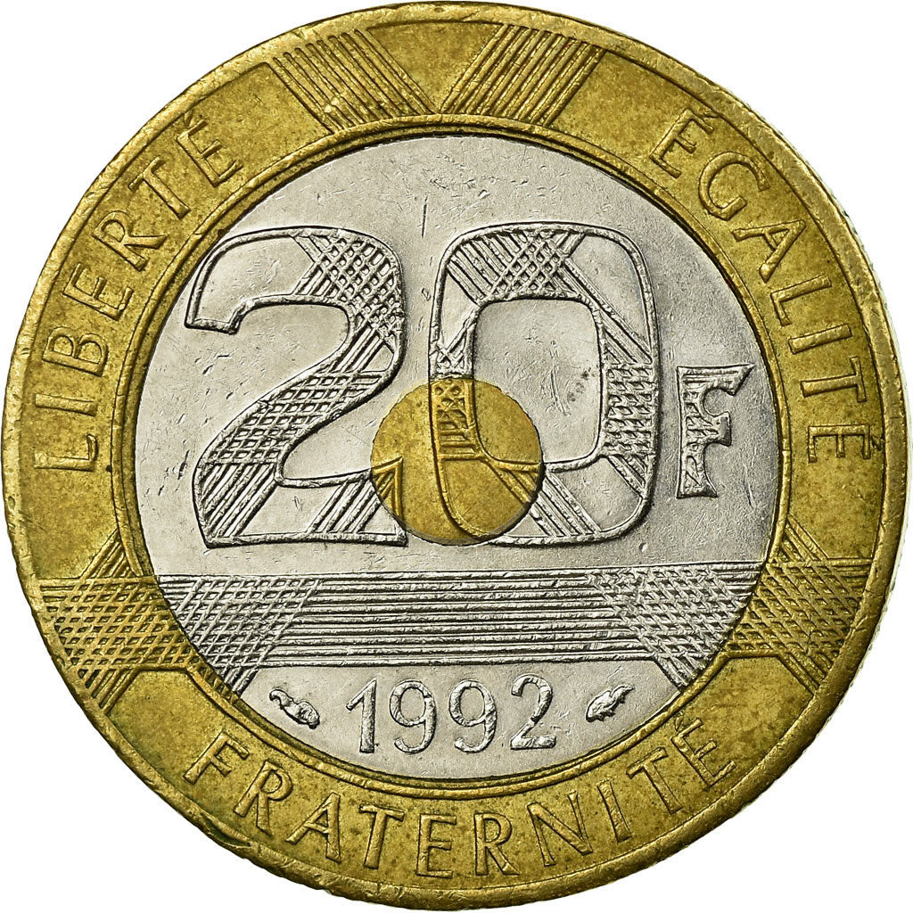 Monnaie, France, Mont Saint Michel, 20 Francs, 1992, Paris, TB+, Tri-Metallic