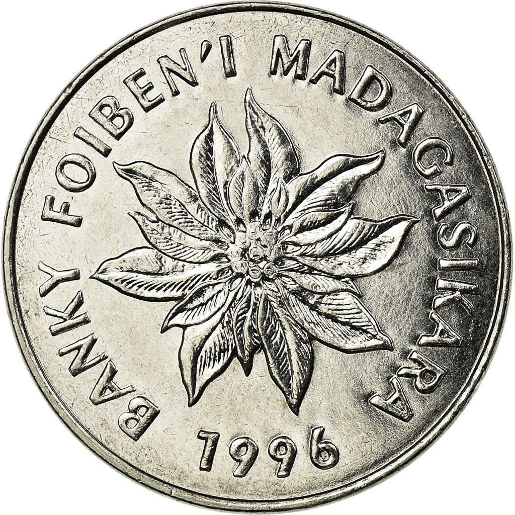 Coin, Madagascar, 5 Francs, Ariary, 1996, Paris, EF(40-45), Stainless Steel