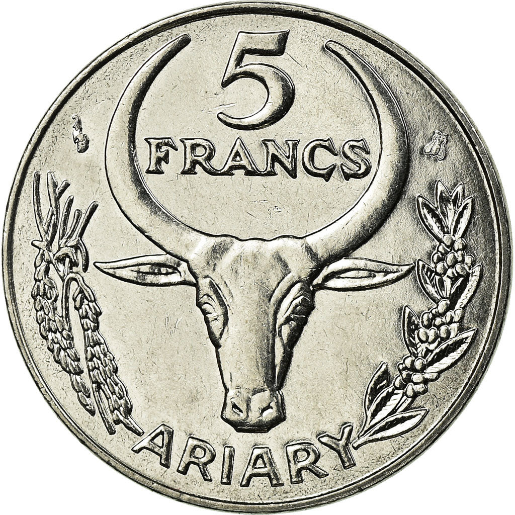 Coin, Madagascar, 5 Francs, Ariary, 1996, Paris, EF(40-45), Stainless Steel