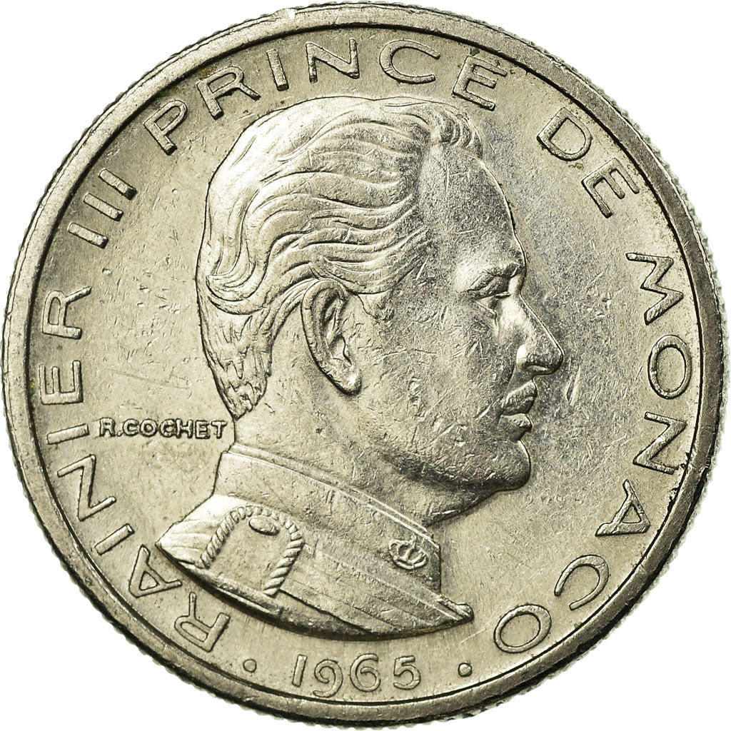 Münze, Monaco, Rainier III, 1/2 Franc, 1965, SS, Nickel, KM:145, Gadoury:149