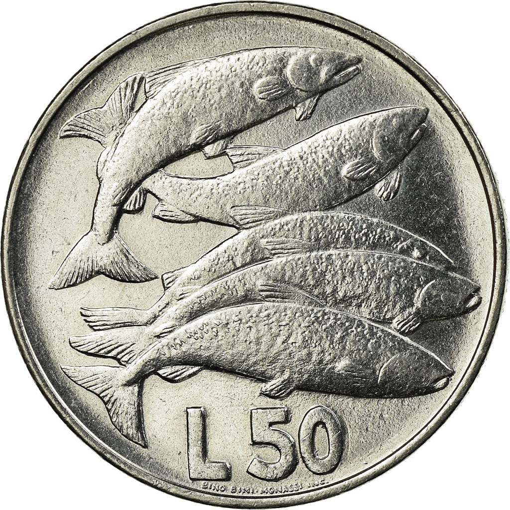 Moneta, San Marino, 50 Lire, 1975, Rome, BB, Acciaio, KM:45