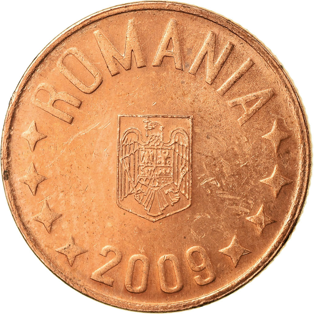 Moneda, Rumanía, 5 Bani, 2009, Bucharest, BC+, Cobre chapado en acero, KM:190