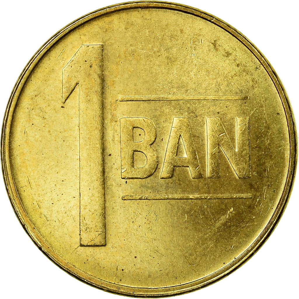 Moneda, Rumanía, Ban, 2008, MBC, Latón chapado en acero, KM:189