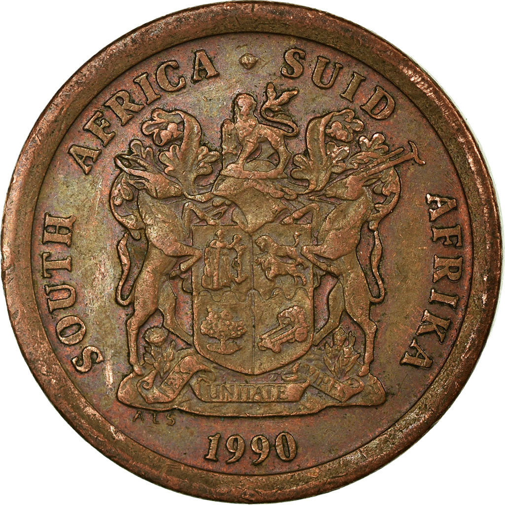 Moneta, Sudafrica, 5 Cents, 1990, MB+, Acciaio placcato rame, KM:134