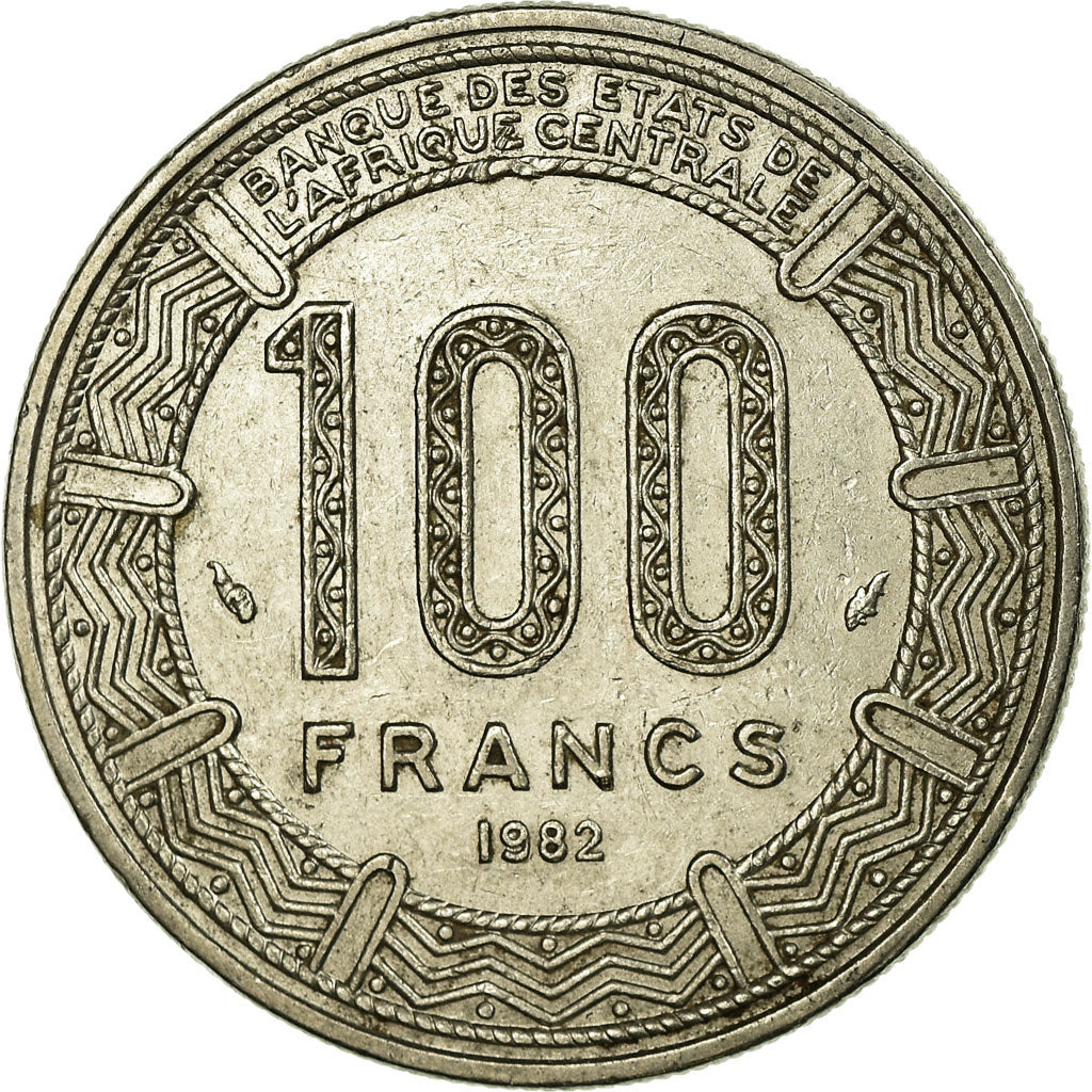 Moneda, República Centroafricana, 100 Francs, 1982, Paris, MBC, Níquel, KM:7