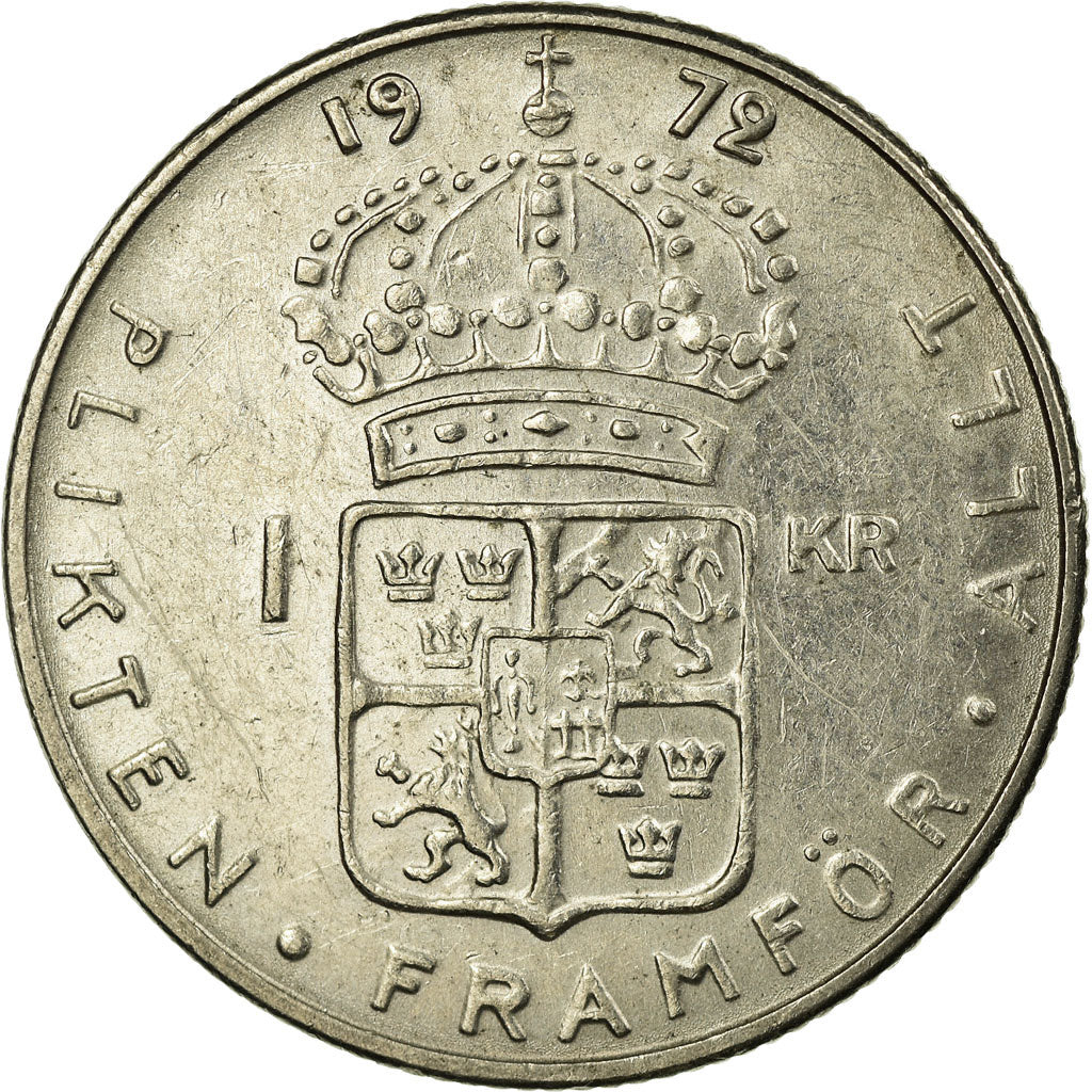 Coin, Sweden, Gustaf VI, Krona, 1972, VF(30-35), Copper-Nickel Clad Copper