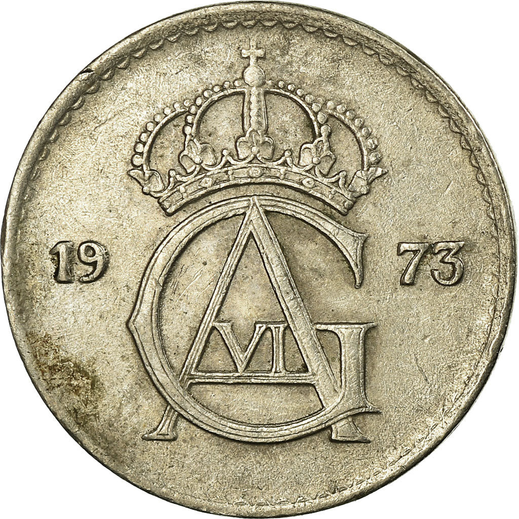 Moneta, Svezia, Gustaf VI, 25 Öre, 1973, MB+, Rame-nichel, KM:836