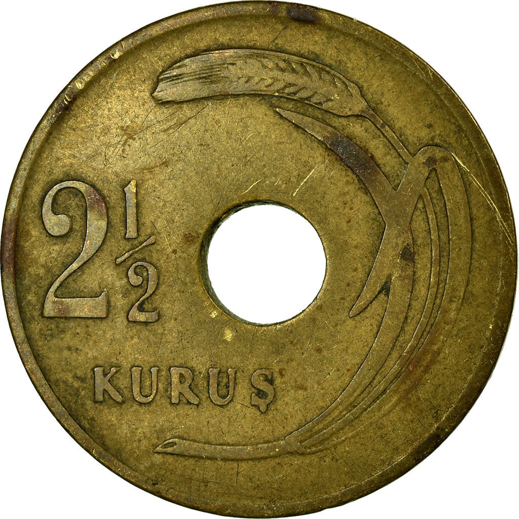 Münze, Türkei, 2-1/2 Kurus, 1949, S+, Messing, KM:885