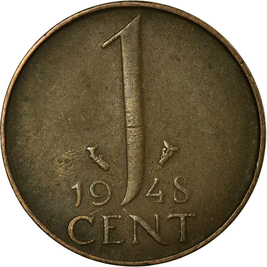 Coin, Netherlands, Wilhelmina I, Cent, 1948, VF(30-35), Bronze, KM:175