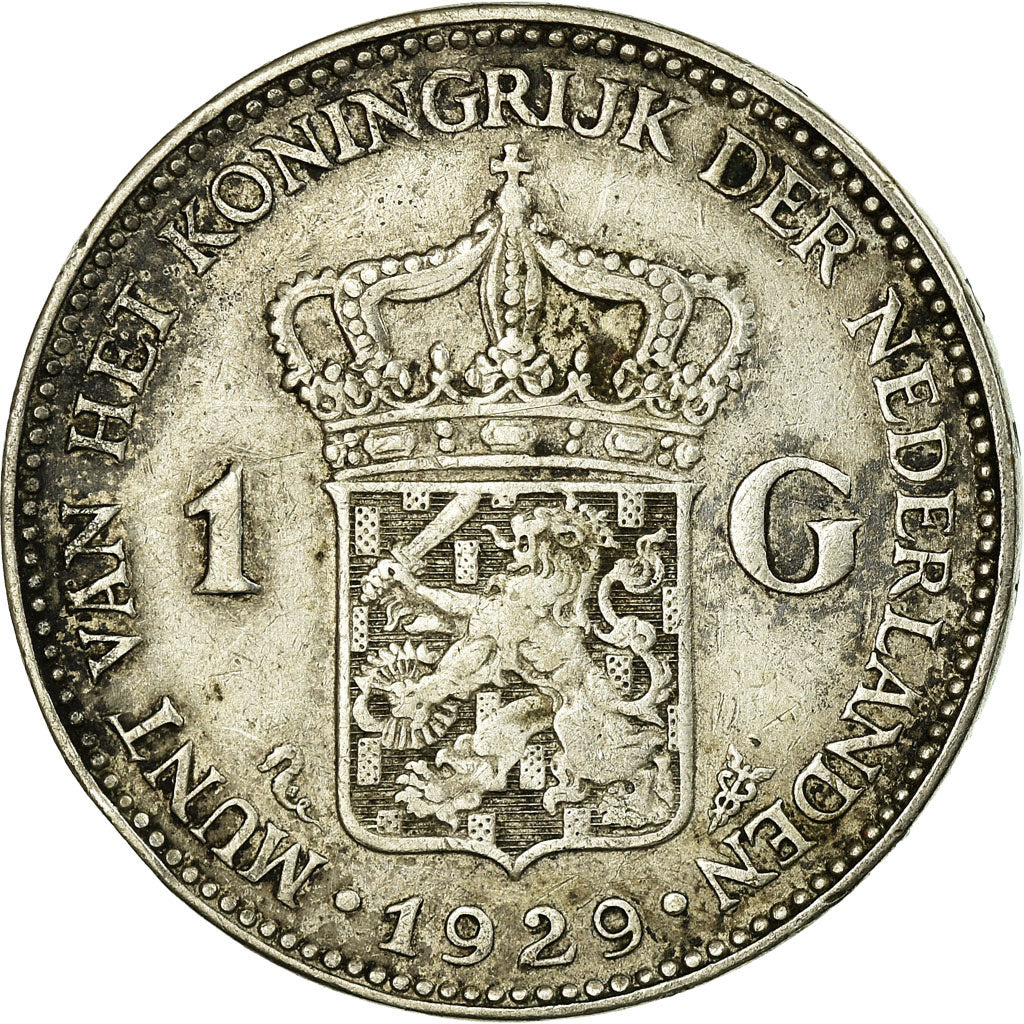Coin, Netherlands, Wilhelmina I, Gulden, 1929, VF(30-35), Silver, KM:161.1