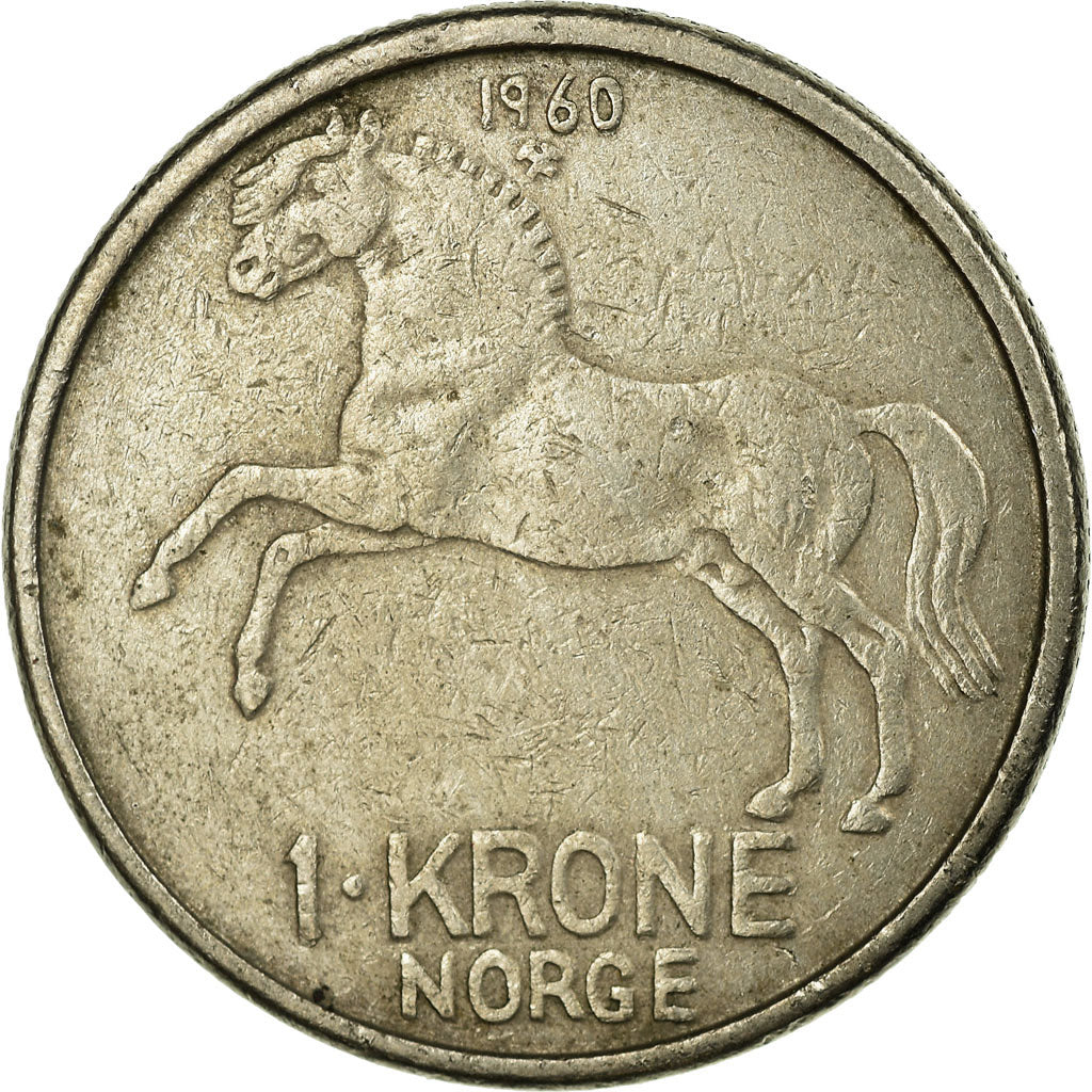 Coin, Norway, Olav V, Krone, 1960, EF(40-45), Copper-nickel, KM:409
