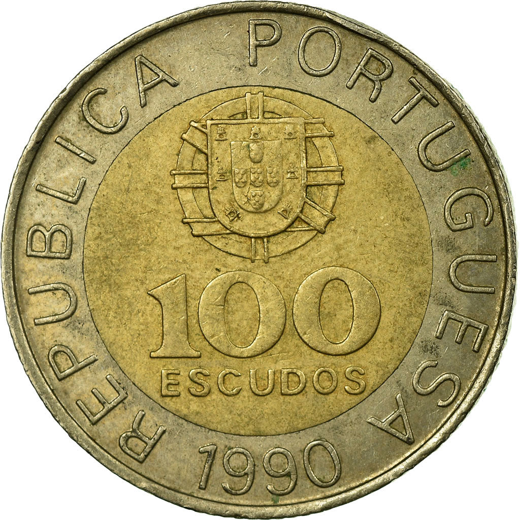 Monnaie, Portugal, 100 Escudos, 1990, TB+, Bi-Metallic, KM:645.1