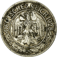 Munten, Duitsland, Weimarrepubliek, 50 Reichspfennig, 1928, Munich, FR+, Nickel
