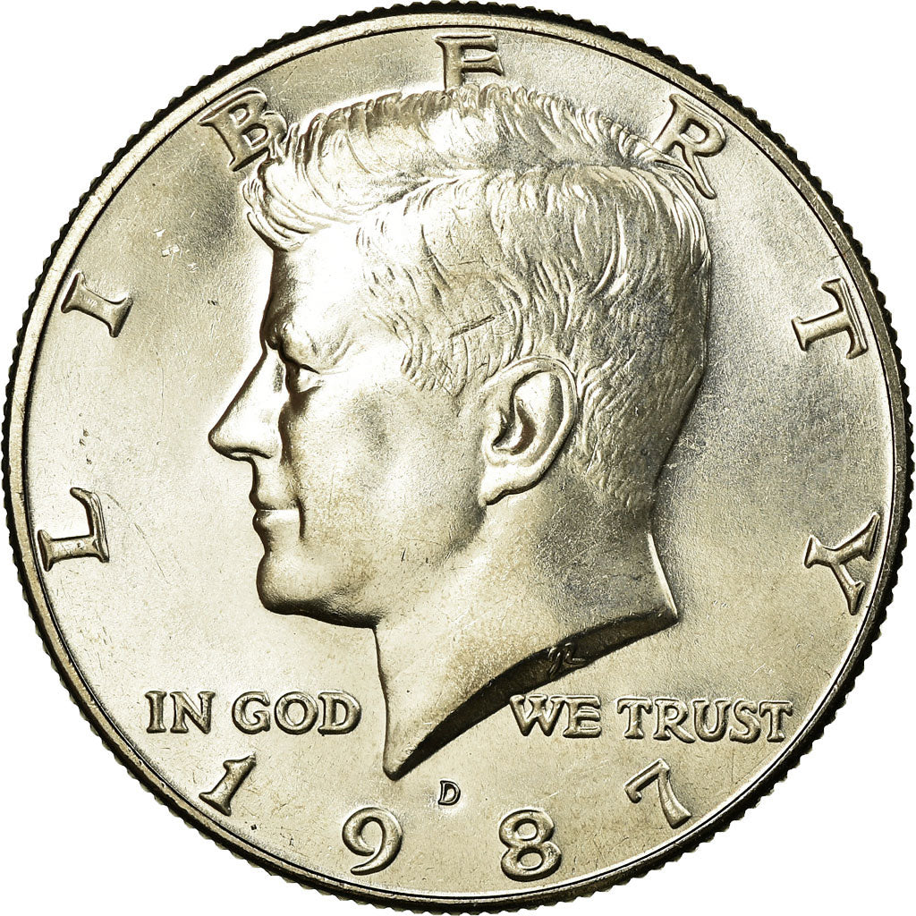 Coin, United States, Kennedy Half Dollar, Half Dollar, 1987, U.S. Mint, Denver