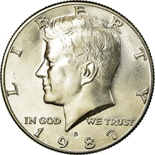 Coin, United States, Kennedy Half Dollar, Half Dollar, 1987, U.S. Mint, Denver