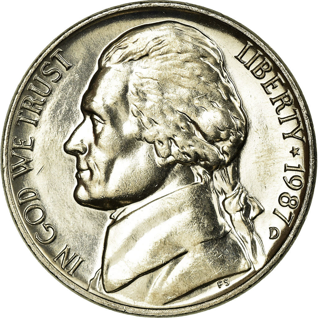 Coin, United States, Jefferson Nickel, 5 Cents, 1987, U.S. Mint, Denver, MS(64)