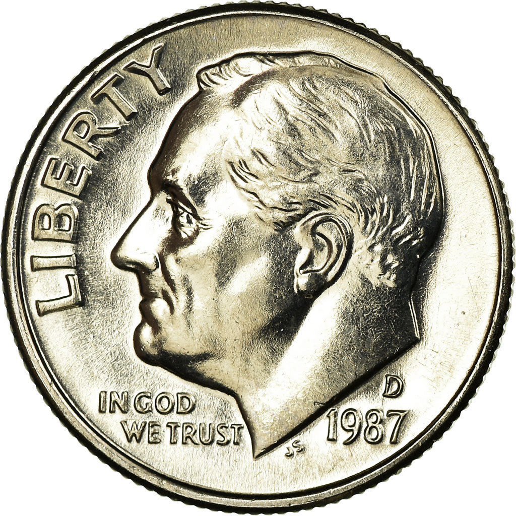 Moeda, Estados Unidos da América, Roosevelt Dime, Dime, 1987, U.S. Mint