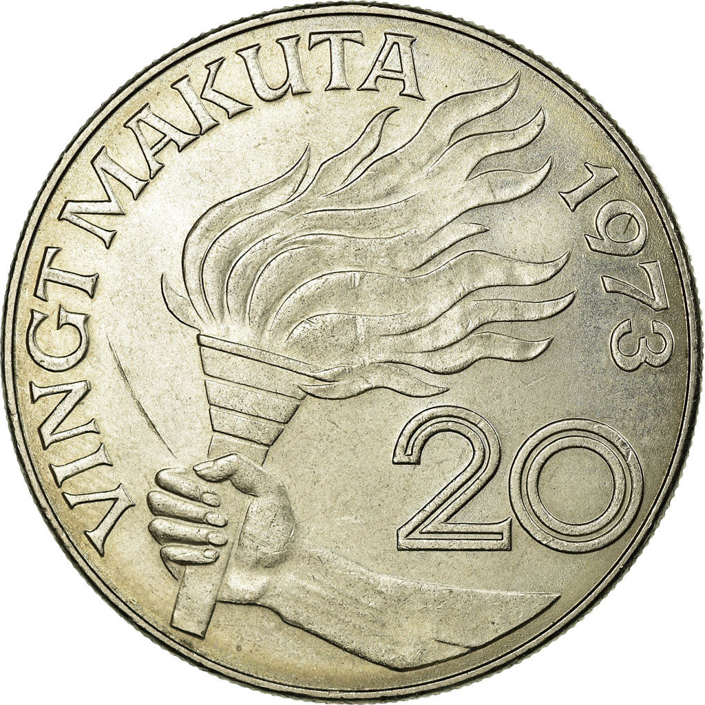 Coin, Zaire, 20 Makuta, 1973, EF(40-45), Copper-nickel, KM:8