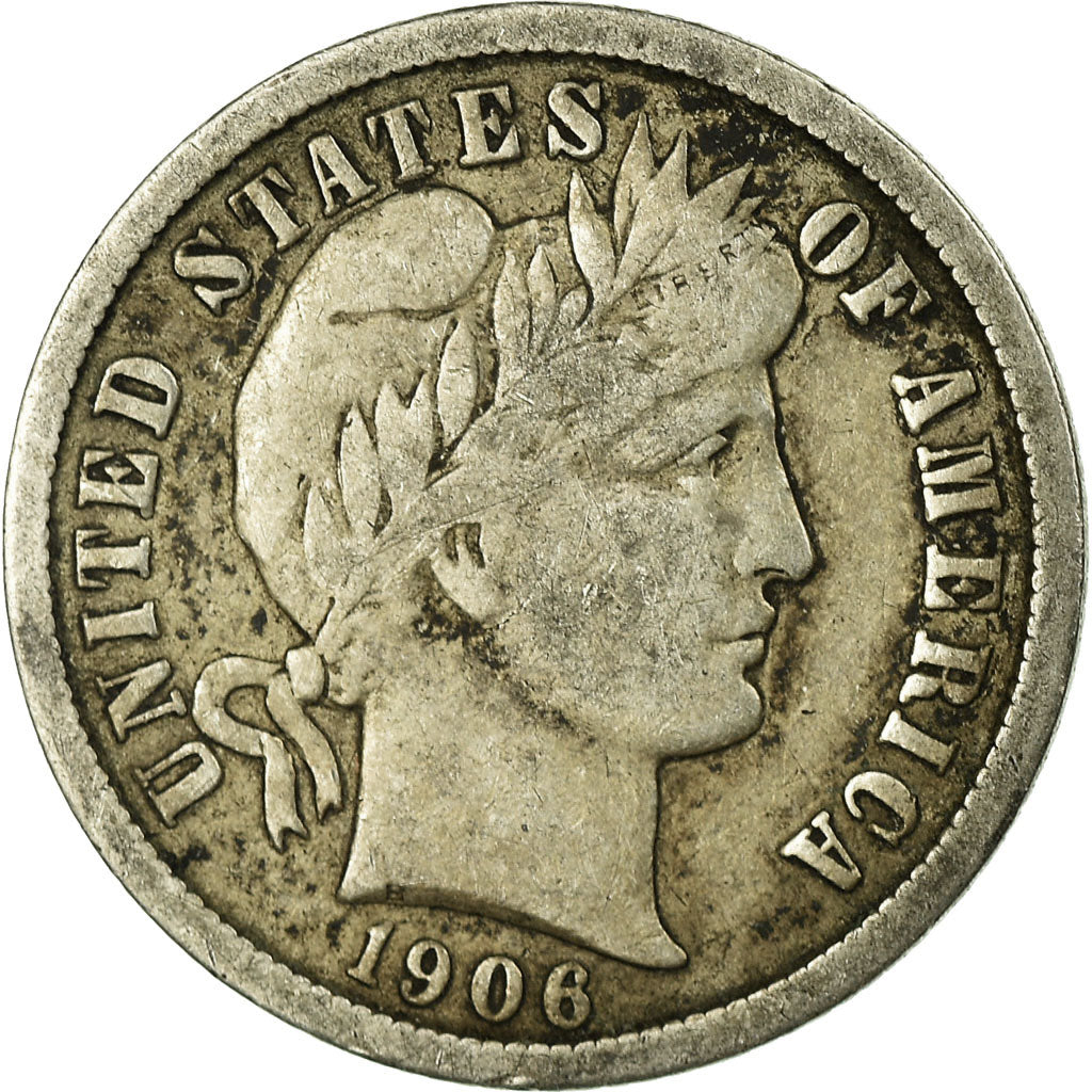 Coin, United States, Barber Dime, Dime, 1906, U.S. Mint, Philadelphia