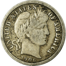Coin, United States, Barber Dime, Dime, 1906, U.S. Mint, Philadelphia